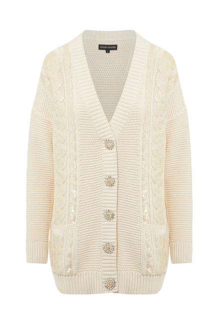 Sequin Embellished Cable Cardigan
